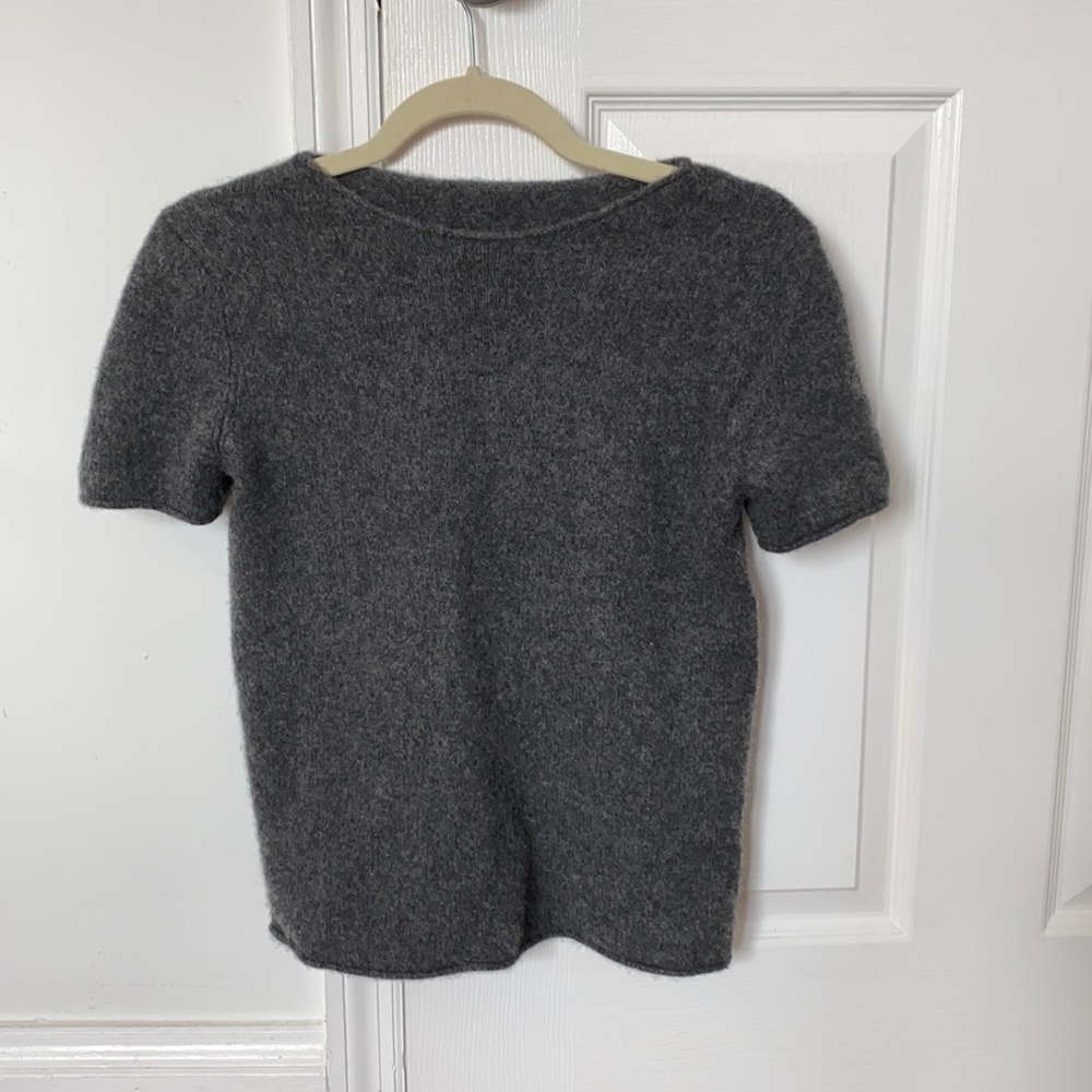 Grey Short Sleeve Cashmere Sweater